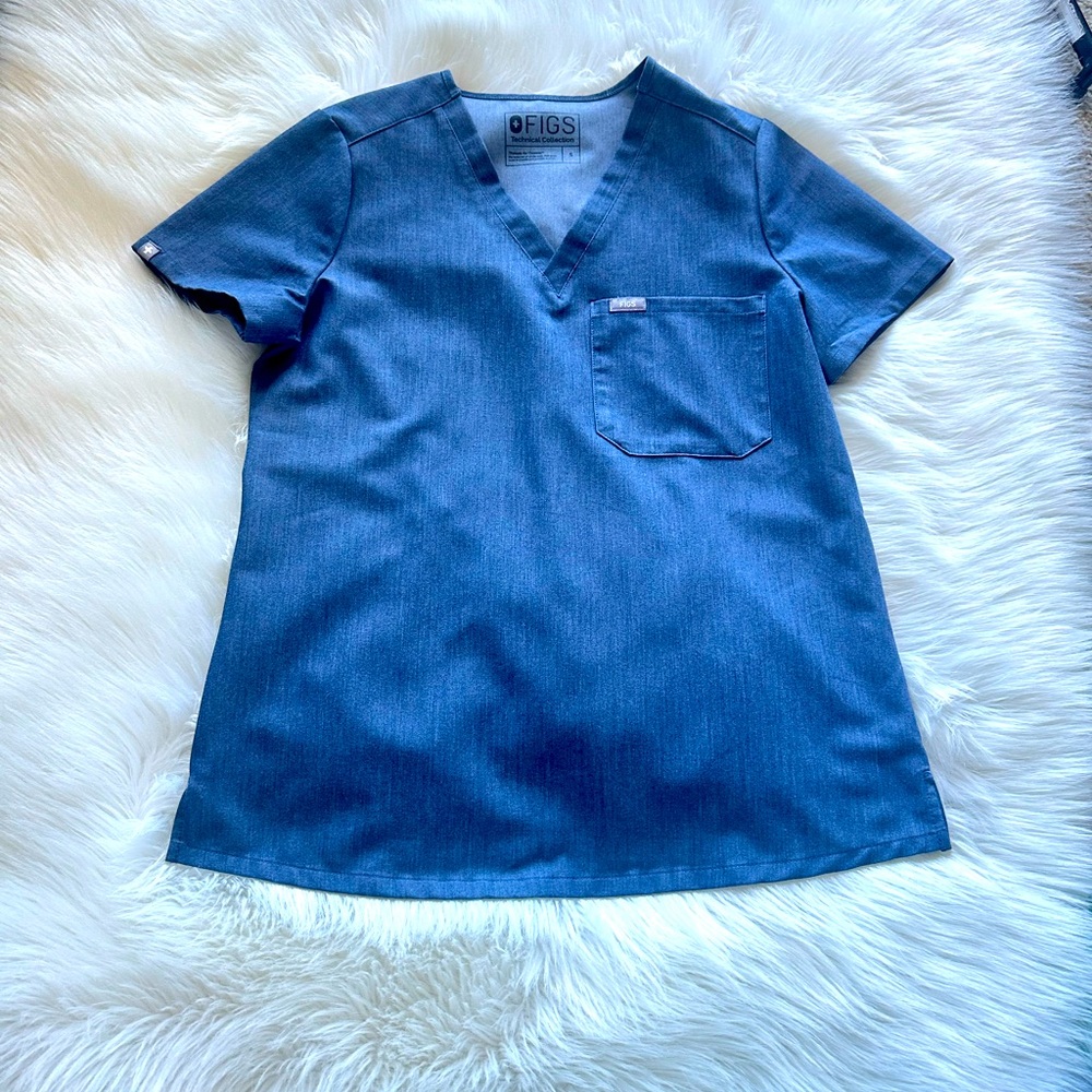 Figs SMALL Heathered Denim. Small Catarina